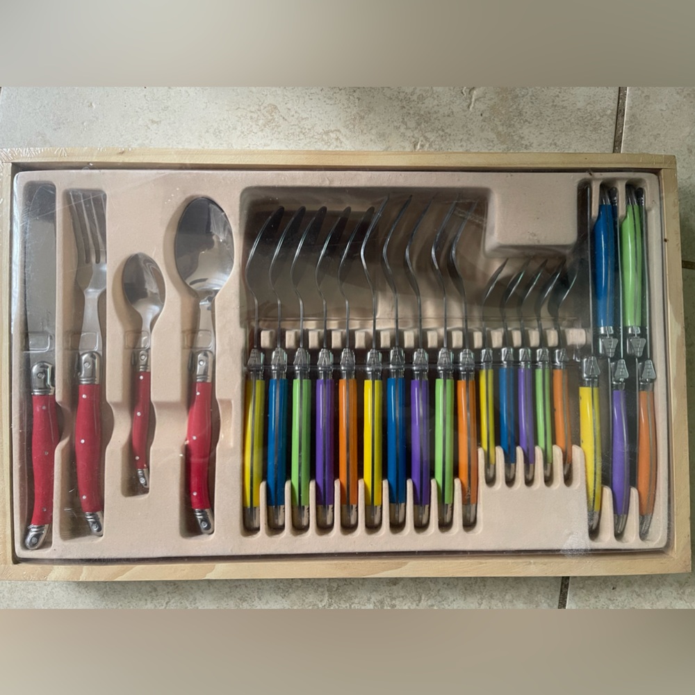 Stainless Steel Flatware Set with Wooden Box